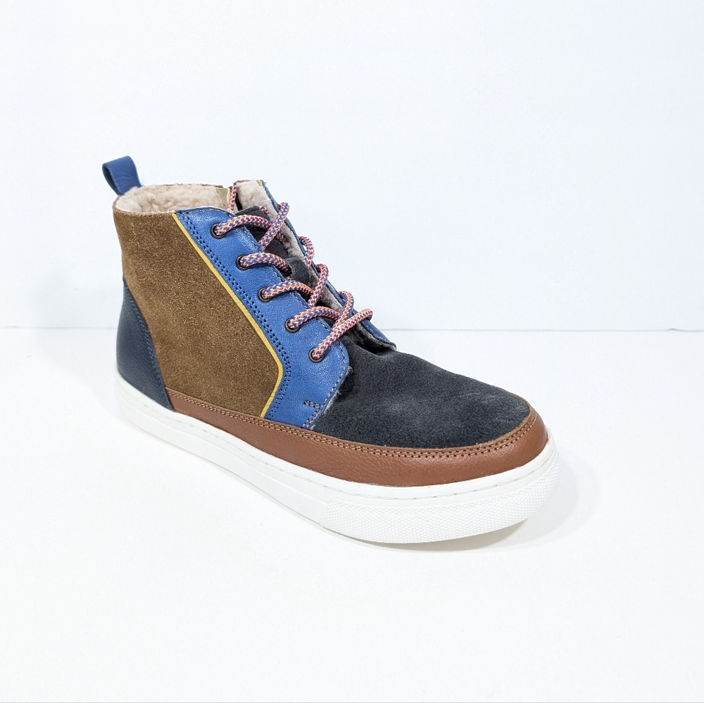 Mini Boden High Top Sneaker NEW Kids Shoes Eu 38 Faux Shearling Lined Zipper